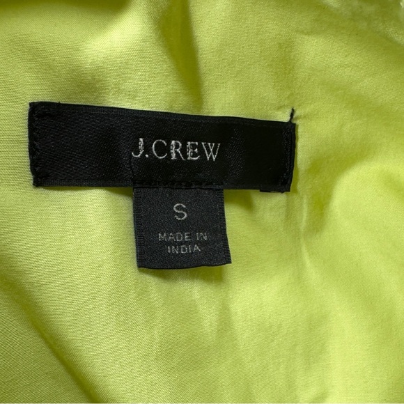 J.Crew Puff Sleeve Cotton Poplin Popover Button Neckline Neon Yellow Blouse 2 - Picture 10 of 10
